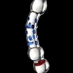 Pipedream Products Icicles No. 18 Hand Blown Glass Massager - Clear With Blue Knobs