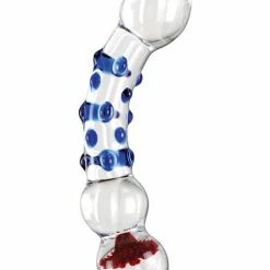 Pipedream Products Icicles No. 18 Hand Blown Glass Massager - Clear With Blue Knobs