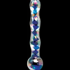 Pipedream Products Dildos Icicles No. 8 Hand Blown Glass Massager - Clear With Inside Blue Swirls