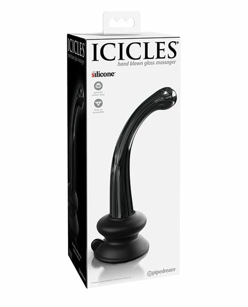 Pipedream Products Icicles No. 87 Hand Blown Glass G-Spot Massager With Suction Cup - Black