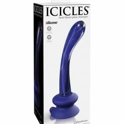 Pipedream Products Dildos Icicles No. 89 Hand Blown Glass G-Spot Massager With Suction Cup - Blue
