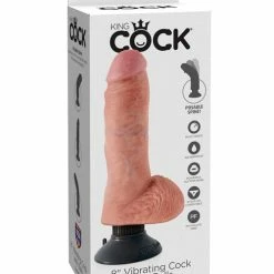 Pipedream Products King Cock 8" Vibrating Cock With Balls - Flesh Dildos