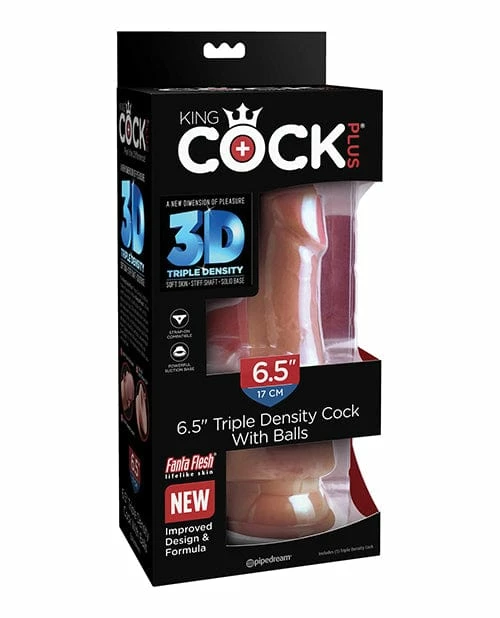 Pipedream Products Dildos King Cock Plus 6.5" Triple Density Cock With Balls - Tan