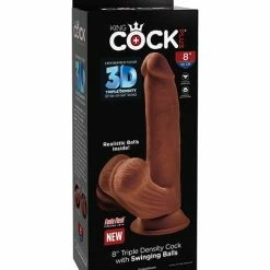 Pipedream Products King Cock Plus 8" Triple Density Cock With Swinging Balls - Brown