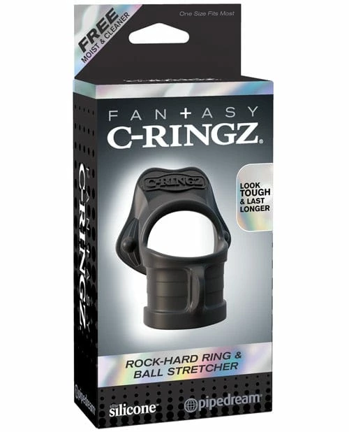 Pipedream Products Fantasy C-ringz Rock Hard Ring & Ball Stretcher - Black Penis Toys
