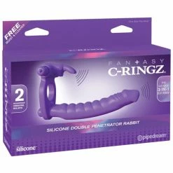Pipedream Products Fantasy C-Ringz Silicone Double Pene Rabbit - Purple