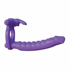 Pipedream Products Fantasy C-Ringz Silicone Double Pene Rabbit - Purple