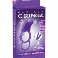 Pipedream Products Penis Toys Fantasy C-ringz Twin Teazer Rabbit Ring - Purple