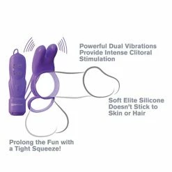 Pipedream Products Penis Toys Fantasy C-ringz Twin Teazer Rabbit Ring - Purple