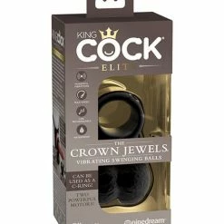 Pipedream Products King Cock Elite The Crown Jewels Vibrating Swinging Balls - Black Penis Toys