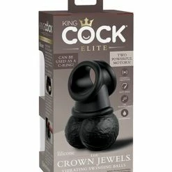 Pipedream Products King Cock Elite The Crown Jewels Vibrating Swinging Balls - Black Penis Toys