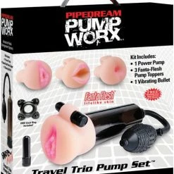 Pipedream Products Pump Worx Travel Trio Pump Set - Power Pump, Bullet & 3 Attachments