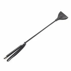 Plesur 21" Wide Tip Leather Crop - Black