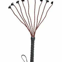 Plesur 24" Cat Of 9 Tails With Petal Ends - Black-Red Kink & BDSM