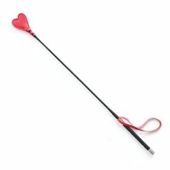 Kink & BDSM Plesur 26" Heart PVC Crop - Black-Red