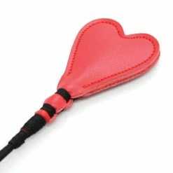 Kink & BDSM Plesur 26" Heart PVC Crop - Black-Red