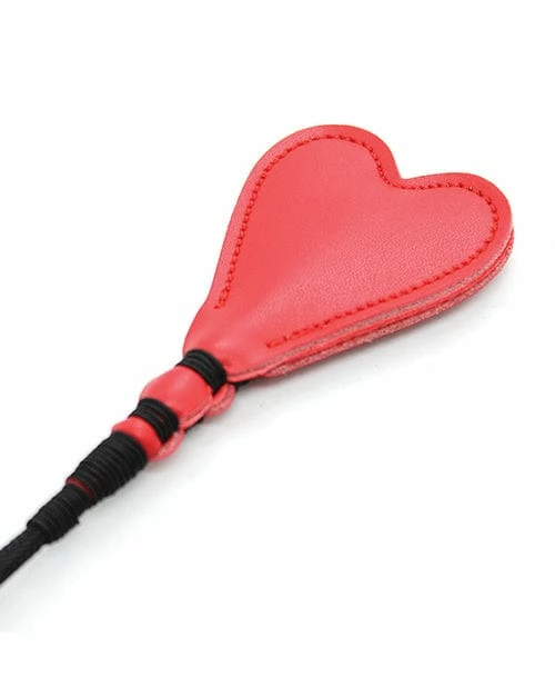 Kink & BDSM Plesur 26" Heart PVC Crop - Black-Red