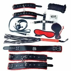 Plesur Deluxe Bondage Kit - Black-Red Kink & BDSM