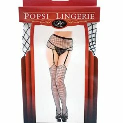 Popsi Lingerie Fishnet Garter Pantyhose One Size Fits Most