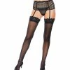Popsi Lingerie Sheer Lace Top Stocking Black O-s
