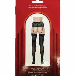 Popsi Lingerie Sheer Lace Top Stocking Black O-s