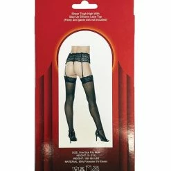 Popsi Lingerie Silicone Lace Top Thigh High Black O-s