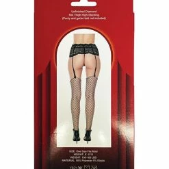Popsi Lingerie Unfinished Diamond Net Thigh High Black O-s
