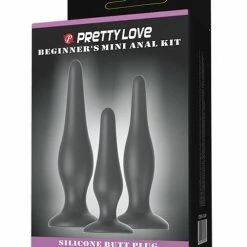 Anal Toys Pretty Love Beginner's Mini Anal Kit - Black Set Of 3