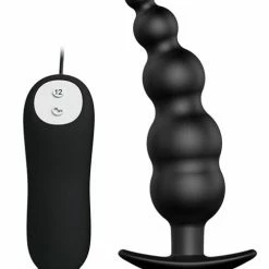 Pretty Love Vibrating Bead Shaped Butt Plug - Black Anal Toys