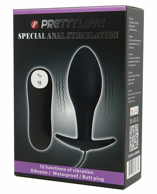 Pretty Love Vibrating Bulb Shaped Butt Plug - Black Anal Toys