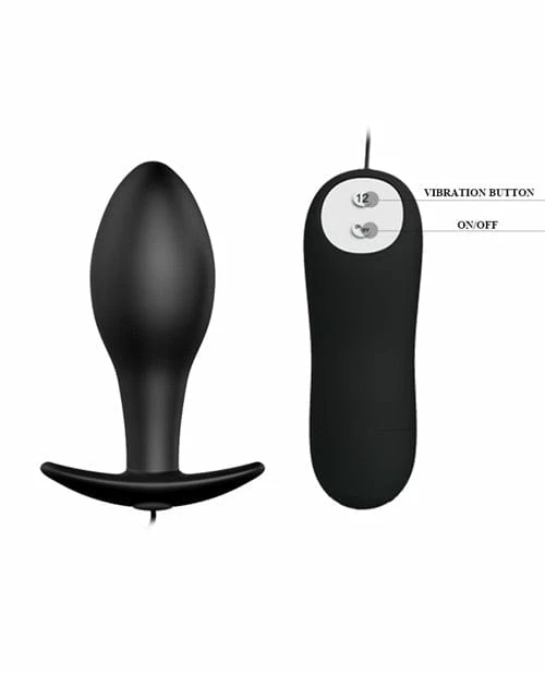 Pretty Love Vibrating Bulb Shaped Butt Plug - Black Anal Toys