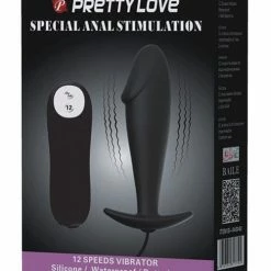 Anal Toys Pretty Love Vibrating Penis Shaped Butt Plug - Black