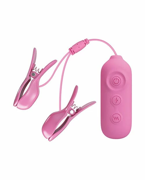 Pretty Love Romantic Wave II EStim & Vibrating Nipple Clip - Pink