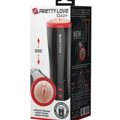 Pretty Love Ozzy Thrusting Male Masturbator With Flesh Sleeve - Black Penis Toys