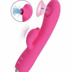 Vibrators Pretty Love Regina Pulsing Rabbit With Free Suction Attachment - Pink