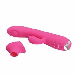 Vibrators Pretty Love Regina Pulsing Rabbit With Free Suction Attachment - Pink