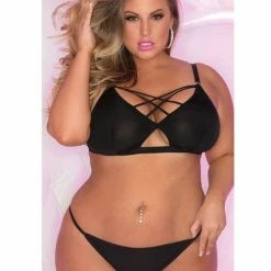 Rene Rofe Lingerie Pink Lipstick Back Talk Bra & Panty