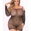 Rene Rofe Pink Lipstick Bad Intentions Fishnet Dress Black XL