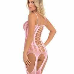 Rene Rofe Pink Lipstick Fake News Bodystocking