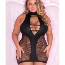 Rene Rofe Pink Lipstick Inter-net High Neck Dress Lingerie