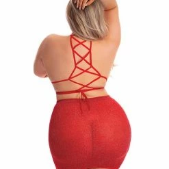 Rene Rofe Pink Lipstick Midnight Sun Skirt Set Red Queen Size