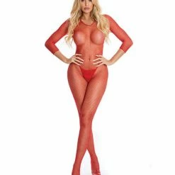 Rene Rofe Pink Lipstick Risque Crotchless Bodystocking