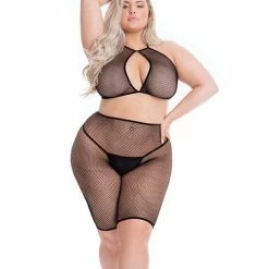 Rene Rofe Lingerie Pink Lipstick Sunset Glow Halter Bra & Bike Short