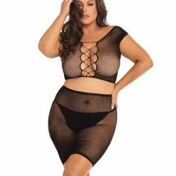 Lingerie Rene Rofe Black Story Skirt Set