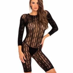 Lingerie Rene Rofe Exotic Crotchless Bodystocking