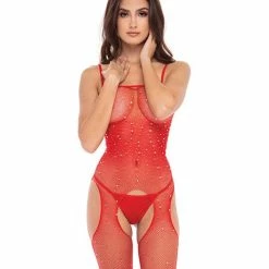 Rene Rofe Sparkle Crotchless Bodystocking Lingerie