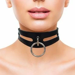Rouge Leather Fashion Collar - Black