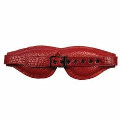Kink & BDSM Rouge Large Padded Leather Blindfold - Burgundy