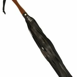 Rouge Leather Flogger With Wooden Handle - Black Kink & BDSM