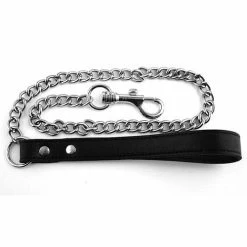 Rouge Leather Handle Lead Leash - Black